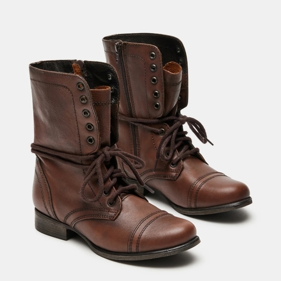 Steve Madden Troopa Brown Leather Combat Boot - Picture 6 of 6